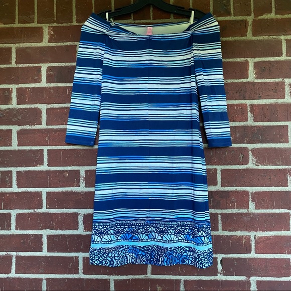 New Lilly Pulitzer Blue White Stripe XXS Dress - Picture 3 of 8